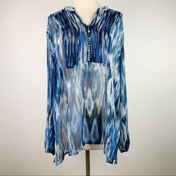 Chico's Tops - Chico’s Sheer Button Top Size 3 Blue